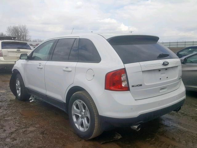 2FMDK3J95EBA59637 - 2014 FORD EDGE SEL WHITE photo 3