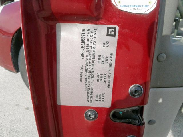 1G1ZS58F77F182562 - 2007 CHEVROLET MALIBU LS MAROON photo 10