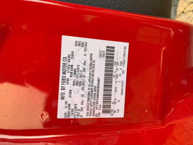 1FTRF04869KB42487 - 2009 FORD F150 RED photo 10