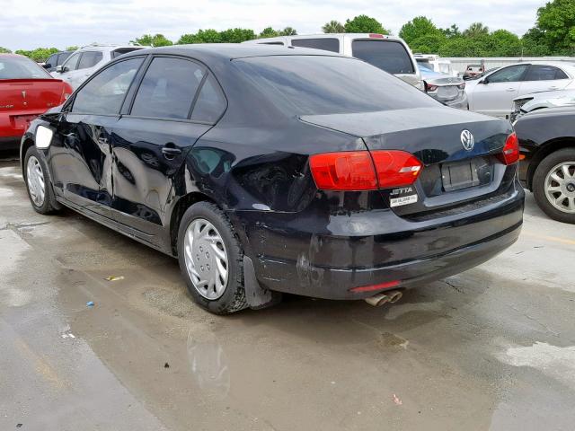 3VW2K7AJXCM351189 - 2012 VOLKSWAGEN JETTA BASE BLACK photo 3