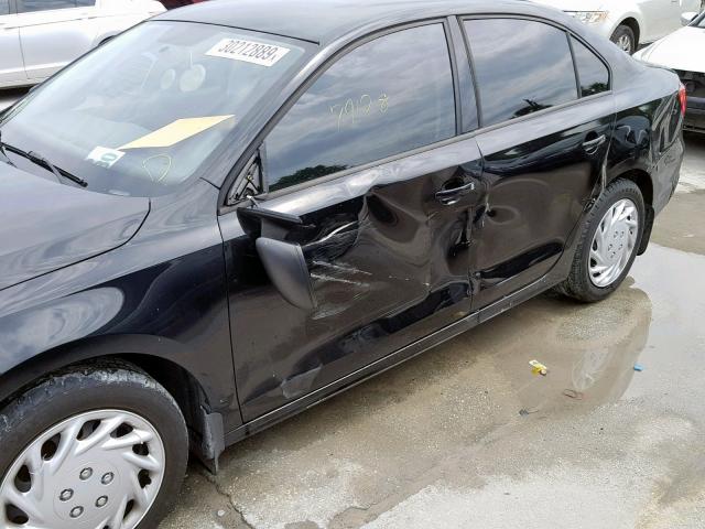 3VW2K7AJXCM351189 - 2012 VOLKSWAGEN JETTA BASE BLACK photo 9