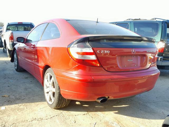 WDBRN40J05A735456 - 2005 MERCEDES-BENZ C 230K SPO RED photo 3