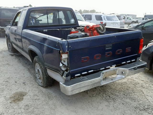 1B7GL23Y8PS176988 - 1993 DODGE DAKOTA BLUE photo 3