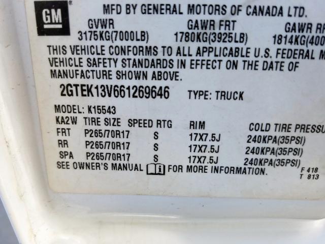 2GTEK13V661269646 - 2006 GMC NEW SIERRA K1500  photo 10