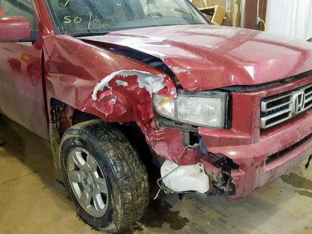 2HJYK16536H002539 - 2006 HONDA RIDGELINE RED photo 9