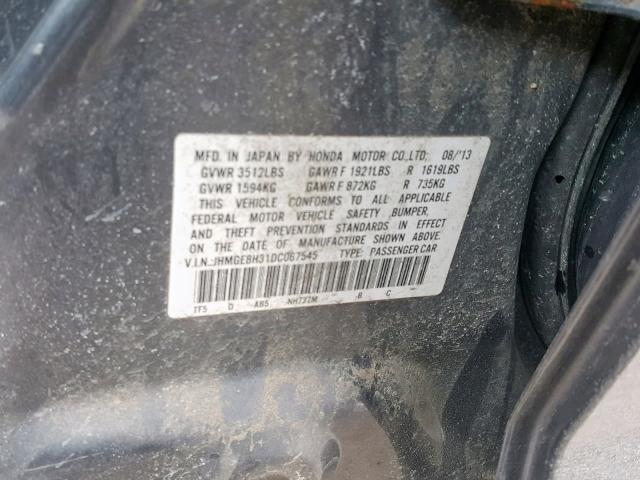 JHMGE8H31DC067545 - 2013 HONDA FIT GRAY photo 10