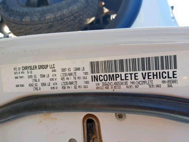 3D6WZ4CL4BG530185 - 2011 DODGE RAM 3500 S WHITE photo 10