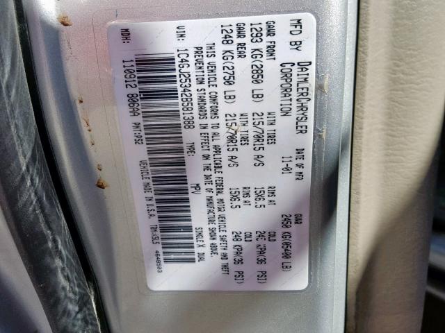 1C4GJ25342B581388 - 2002 CHRYSLER VOYAGER SILVER photo 10