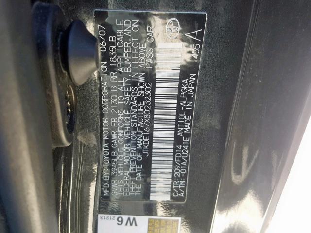 JTKDE167X80232302 - 2008 TOYOTA SCION TC BLACK photo 10