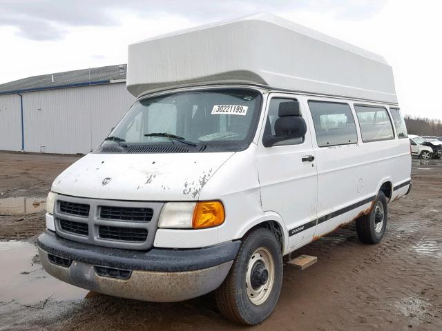 2B6LB31Z91K513175 - 2001 DODGE RAM VAN B3 WHITE photo 2