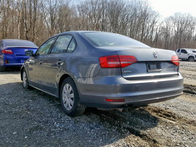 3VW2K7AJXFM270861 - 2015 VOLKSWAGEN JETTA BASE GRAY photo 3