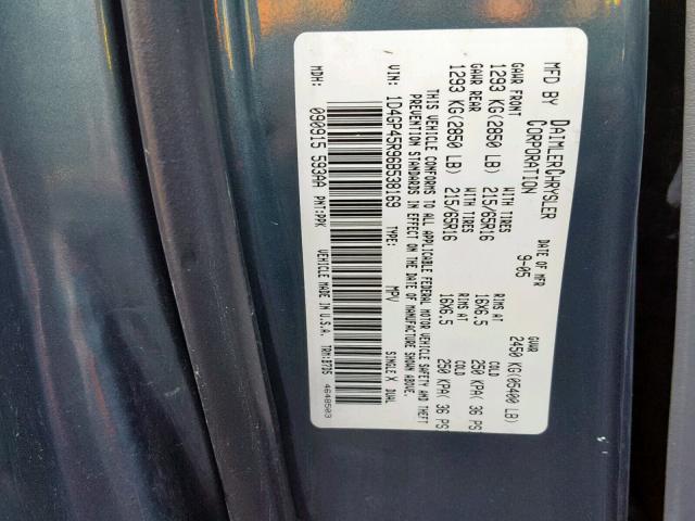 1D4GP45R96B538169 - 2006 DODGE CARAVAN SX GRAY photo 10