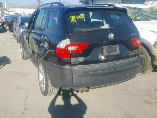 WBXPA73454WC40754 - 2004 BMW X3 2.5I BLACK photo 3