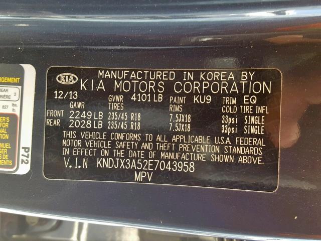 KNDJX3A52E7043958 - 2014 KIA SOUL ! BLUE photo 10