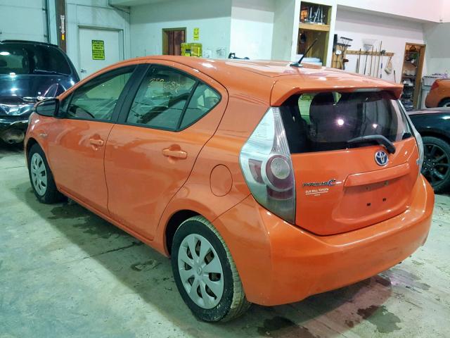 JTDKDTB3XC1028456 - 2012 TOYOTA PRIUS C ORANGE photo 3