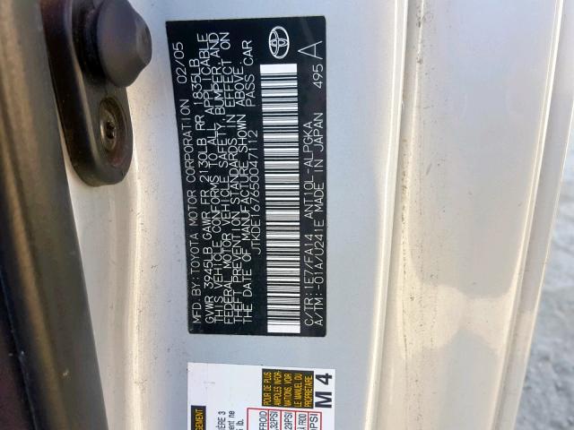 JTKDE167650047112 - 2005 TOYOTA SCION TC SILVER photo 10