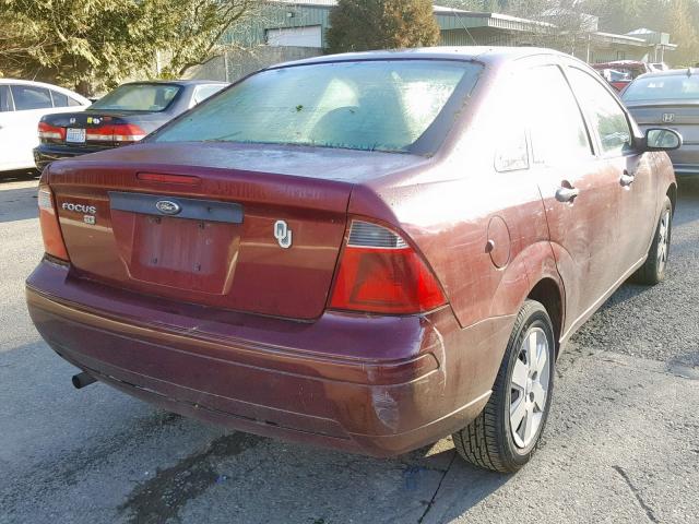 1FAHP34N57W208832 - 2007 FORD FOCUS ZX4 MAROON photo 4