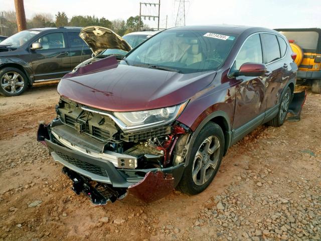 7FARW1H84JE048694 - 2018 HONDA CR-V EXL BURGUNDY photo 2