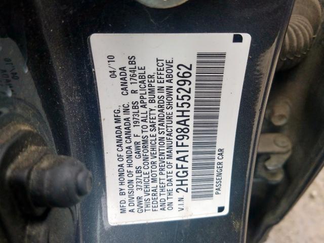 2HGFA1F98AH552962 - 2010 HONDA CIVIC EXL  照片 10