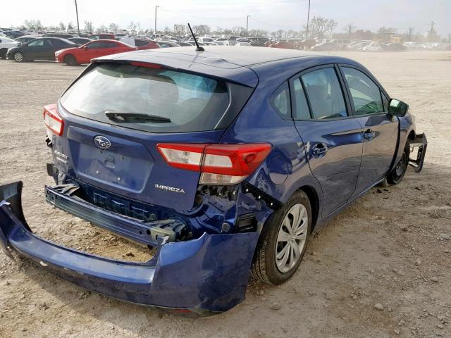 4S3GTAA64J3746272 - 2018 SUBARU IMPREZA BLUE photo 4