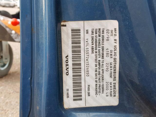 YV1LS5572W1526850 - 1998 VOLVO S70 BLUE photo 10