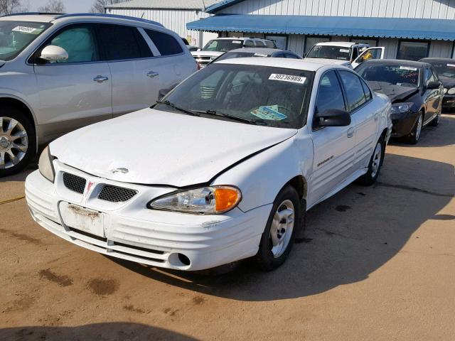 1G2NE52T11M648599 - 2001 PONTIAC GRAND AM S WHITE photo 2