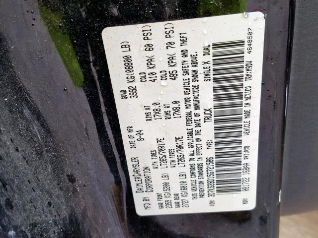 3D7KS28D15G721586 - 2005 DODGE RAM 2500 S შავი ფოტო 10