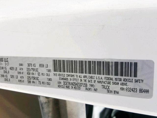 3C6TRVAG5HE537159 - 2017 RAM PROMASTER 白色 照片 10