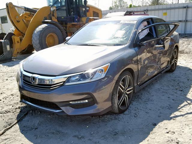 1HGCR2F11HA265693 - 2017 HONDA ACCORD SPO GRAY photo 2