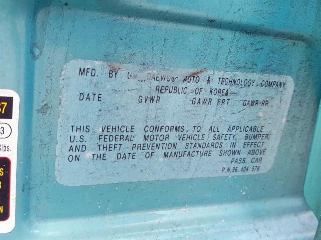 KL1TD52605B468944 - 2005 CHEVROLET AVEO BASE  foto 10