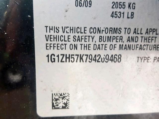 1G1ZH57K794269468 - 2009 CHEVROLET MALIBU 1LT შავი ფოტო 10