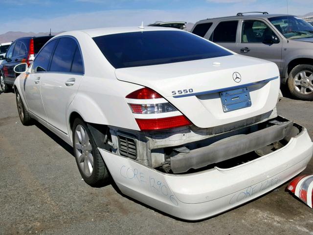 WDDNG71X27A049720 - 2007 MERCEDES-BENZ S 550 WHITE photo 3