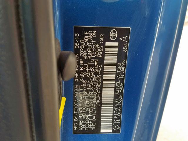 JTKJF5C74E3067546 - 2014 TOYOTA SCION TC ლურჯი ფოტო 10