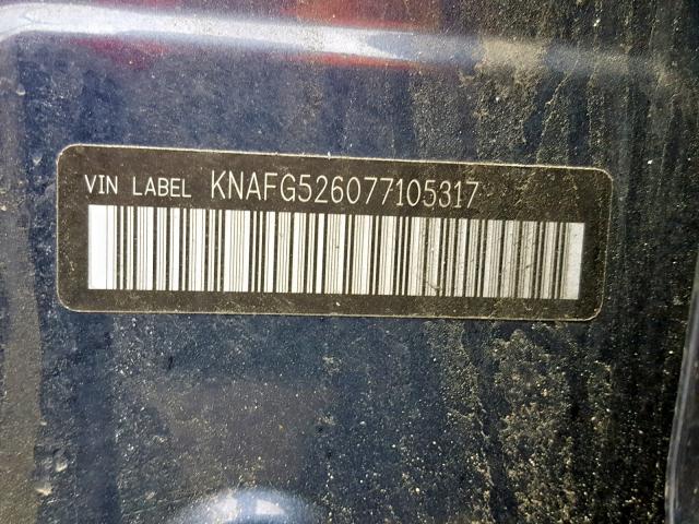 KNAFG526077105317 - 2007 KIA RONDO LX BLUE photo 10