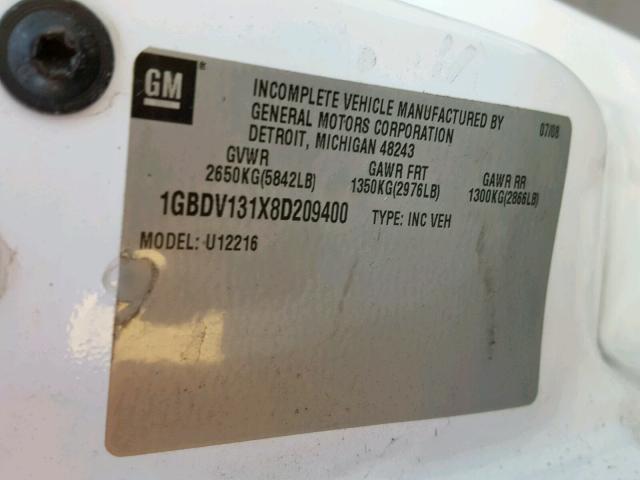 1GBDV131X8D209400 - 2008 CHEVROLET UPLANDER I WHITE photo 10