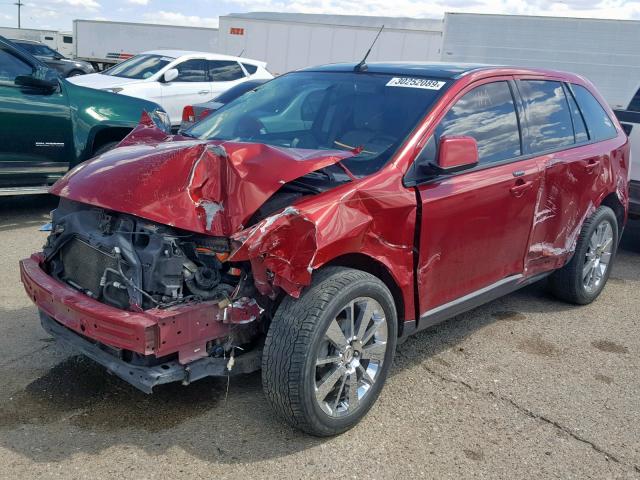 2FMDK38C08BB19619 - 2008 FORD EDGE SEL RED photo 2