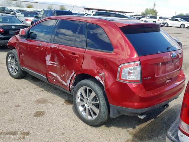 2FMDK38C08BB19619 - 2008 FORD EDGE SEL RED photo 3