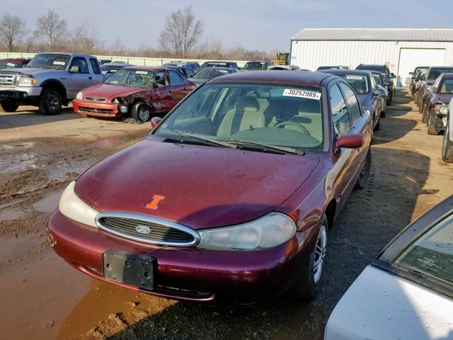 1FAFP6635WK249424 - 1998 FORD CONTOUR LX MAROON photo 2