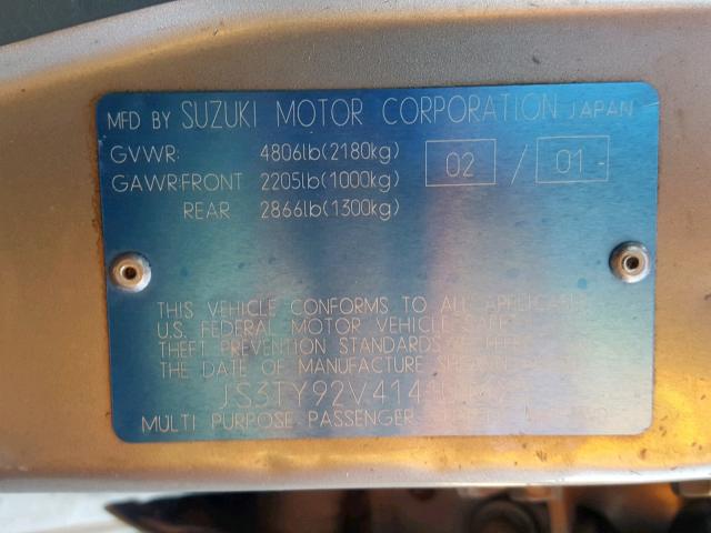 JS3TY92V414104425 - 2001 SUZUKI GRAND VITA TAN photo 10