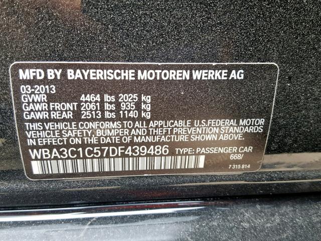 WBA3C1C57DF439486 - 2013 BMW 328 I SULE BLACK photo 10