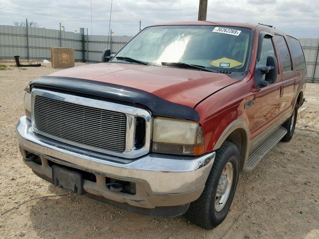 1FMNU42F0YEE49806 - 2000 FORD EXCURSION RED photo 2