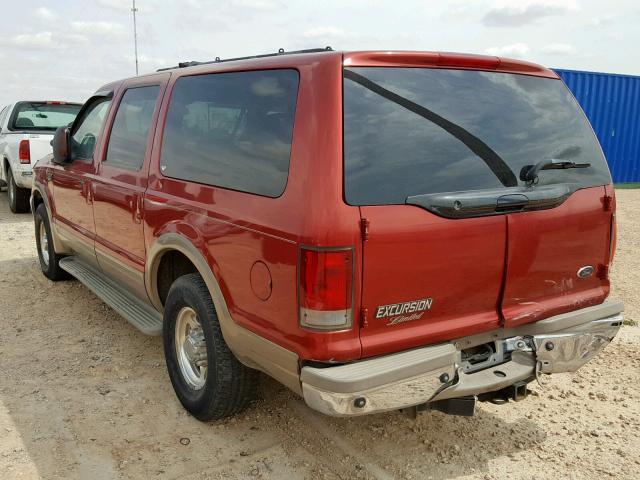 1FMNU42F0YEE49806 - 2000 FORD EXCURSION RED photo 3