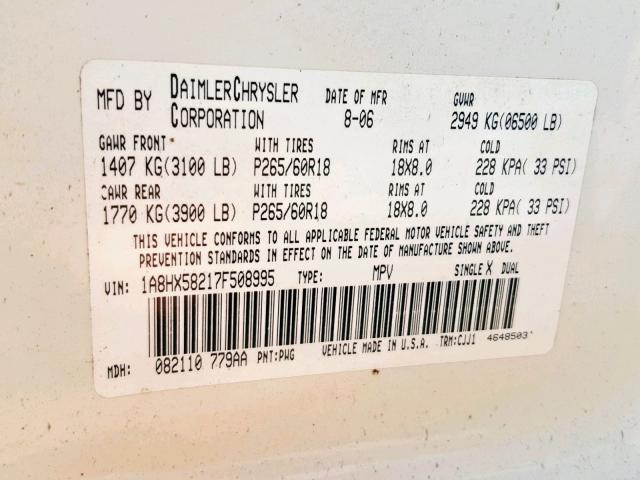 1A8HX58217F508995 - 2007 CHRYSLER ASPEN LIMI 奶油色 照片 10