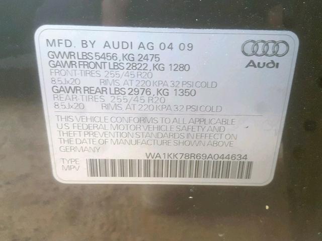 WA1KK78R69A044634 - 2009 AUDI Q5 3.2 BLUE photo 10