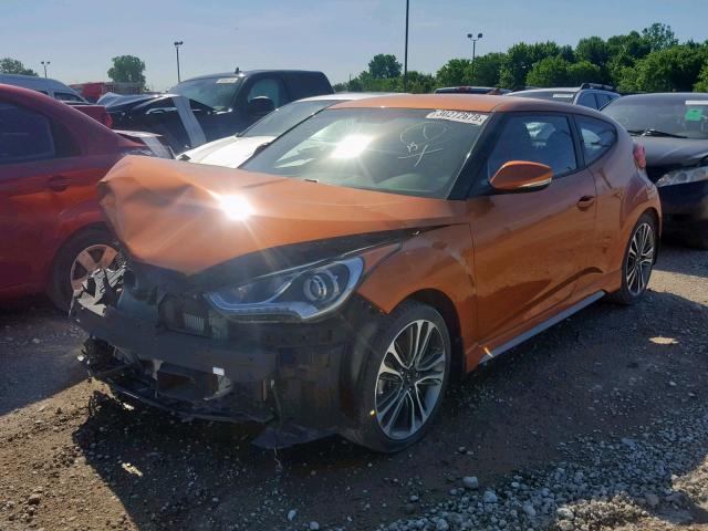 KMHTC6AE8GU290892 - 2016 HYUNDAI VELOSTER T ORANGE photo 2