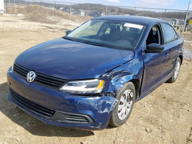 3VW2K7AJ6EM410614 - 2014 VOLKSWAGEN JETTA BASE BLUE photo 2