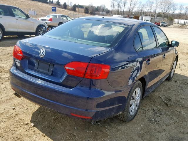 3VW2K7AJ6EM410614 - 2014 VOLKSWAGEN JETTA BASE BLUE photo 4