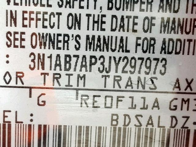 3N1AB7AP3JY297973 - 2018 NISSAN SENTRA S RED photo 10