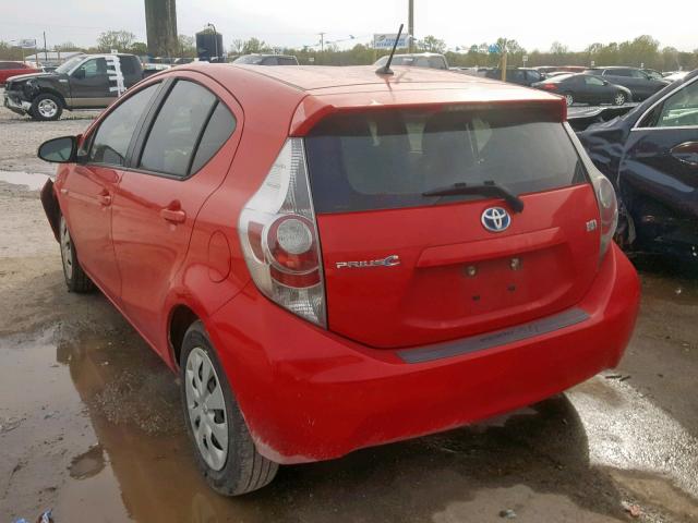 JTDKDTB31C1510488 - 2012 TOYOTA PRIUS C RED photo 3