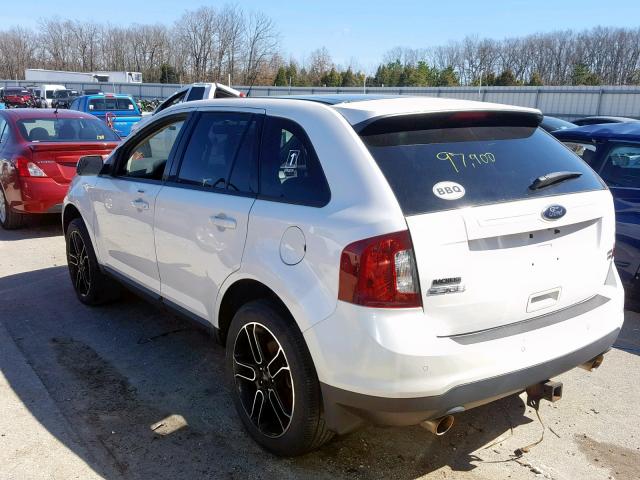 2FMDK4JC3DBA09268 - 2013 FORD EDGE SEL WHITE photo 3